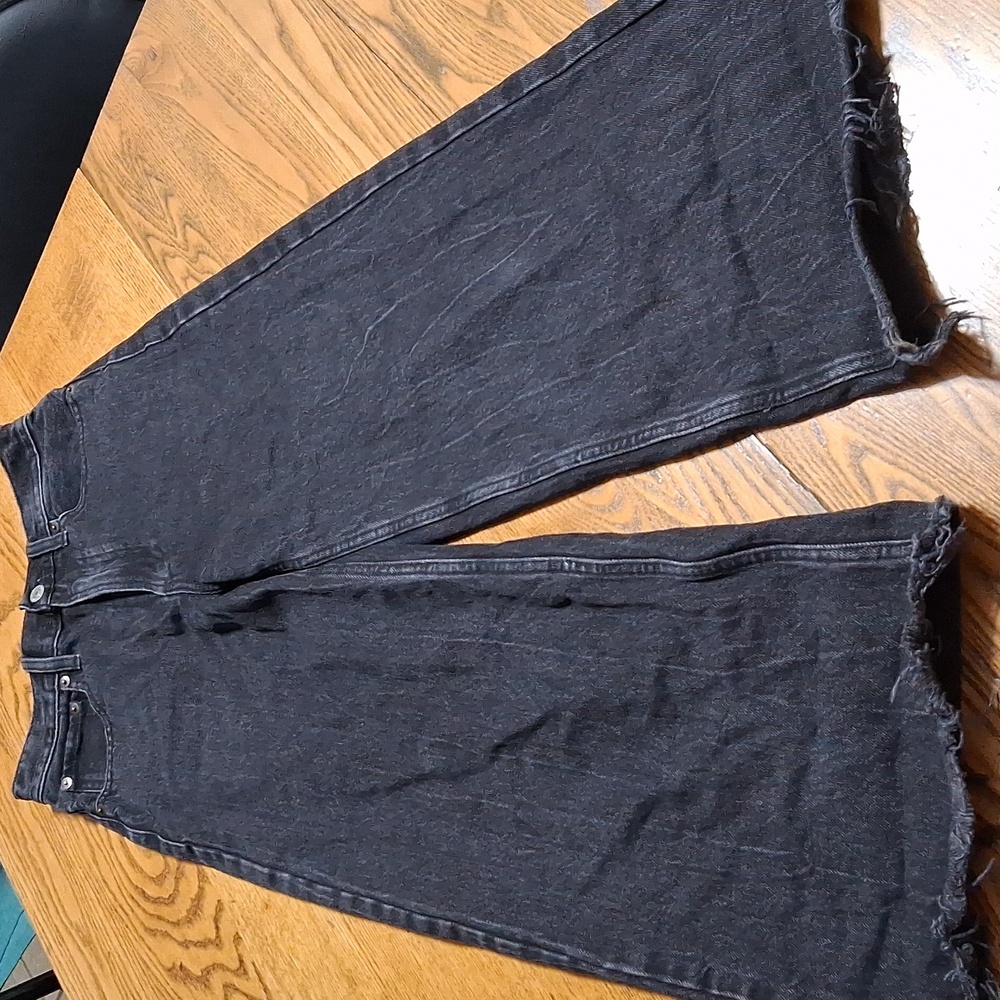 ABERCROMBIE & FITCH Jeans Women 25 / 0 BLACK WIDE LEGS  Preowned Denim Used
